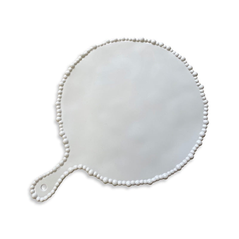 Melamine Pearl Platter Handle Round, White