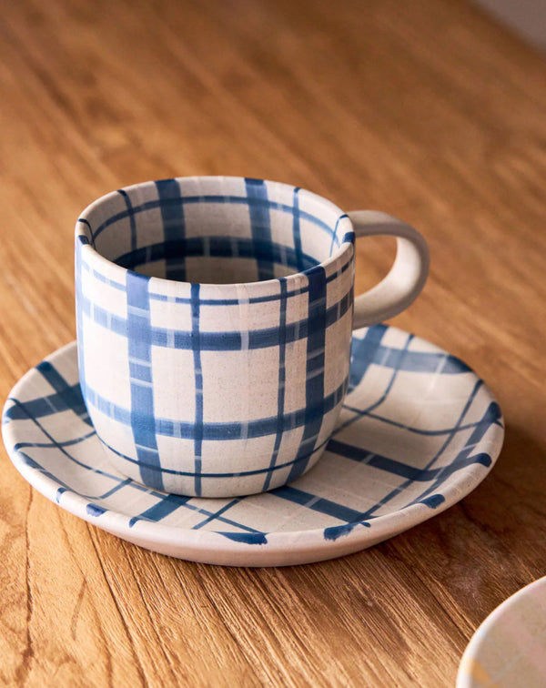 Robert Gordon Mug 'Cat's Pyjamas’ Mug, Denim Check