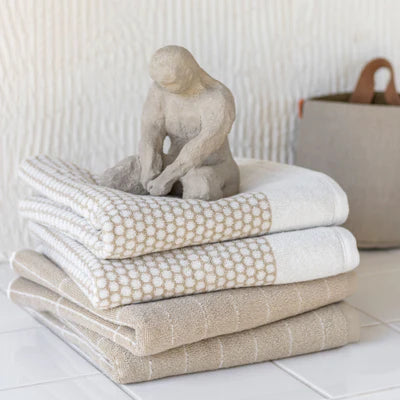 Mette Ditmer Tile Stone Towel, Sand/Off-white