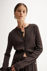 Elka Victoria Knit Cardigan, Chocolate