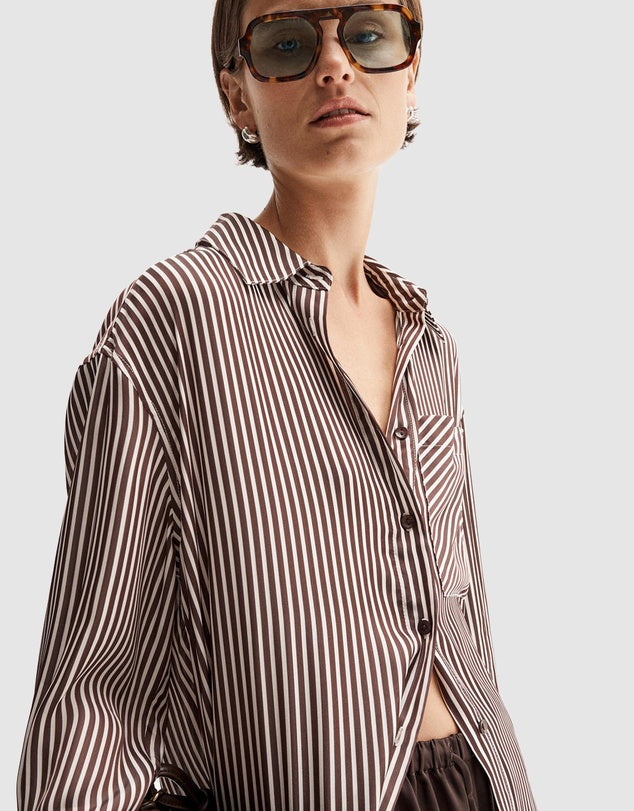 Elka Jamie Stripe Shirt, Brown