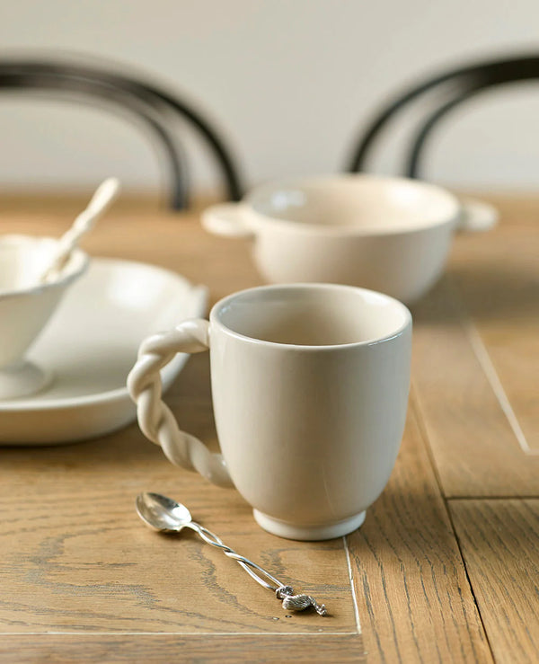 Vintage Table Cable Handle Mug, Vanilla