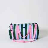 Green/Blue Stripe Barrell Bag
