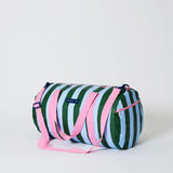 Green/Blue Stripe Barrell Bag