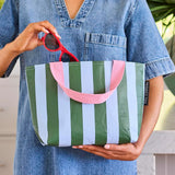 Green/Blue Stripe Mini Tote