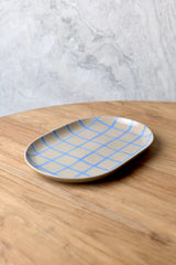 Oval Tray Coastal Junction stone blue handbrush