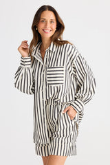 Brave & True Ezra Shirt, Black Stripe