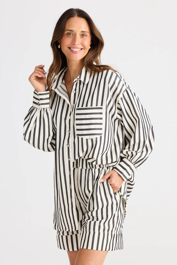 Brave & True Ezra Shirt, Black Stripe