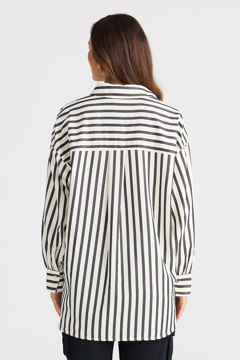 Brave & True Ezra Shirt, Black Stripe
