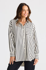 Brave & True Ezra Shirt, Black Stripe
