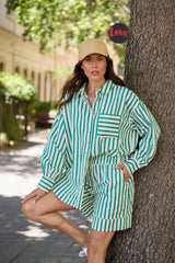 Brave & True Ezra Shirt, Jade Stripe