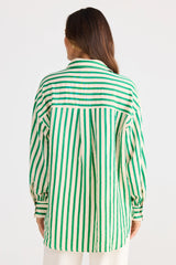 Brave & True Ezra Shirt, Jade Stripe
