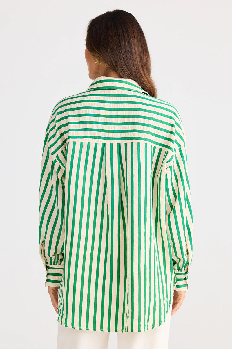 Brave & True Ezra Shirt, Jade Stripe