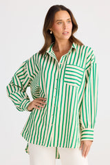 Brave & True Ezra Shirt, Jade Stripe