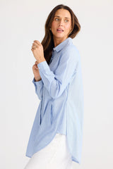 Brave & True Ava Shirt, Blue Pinstripe