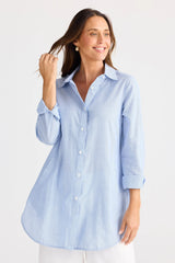 Brave & True Ava Shirt, Blue Pinstripe