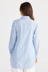 Brave & True Ava Shirt, Blue Pinstripe