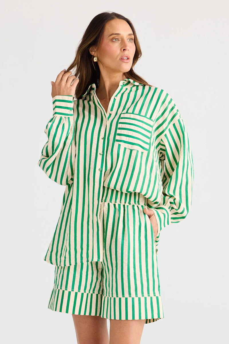 Brave & True Esplanade Short, Jade Stripe