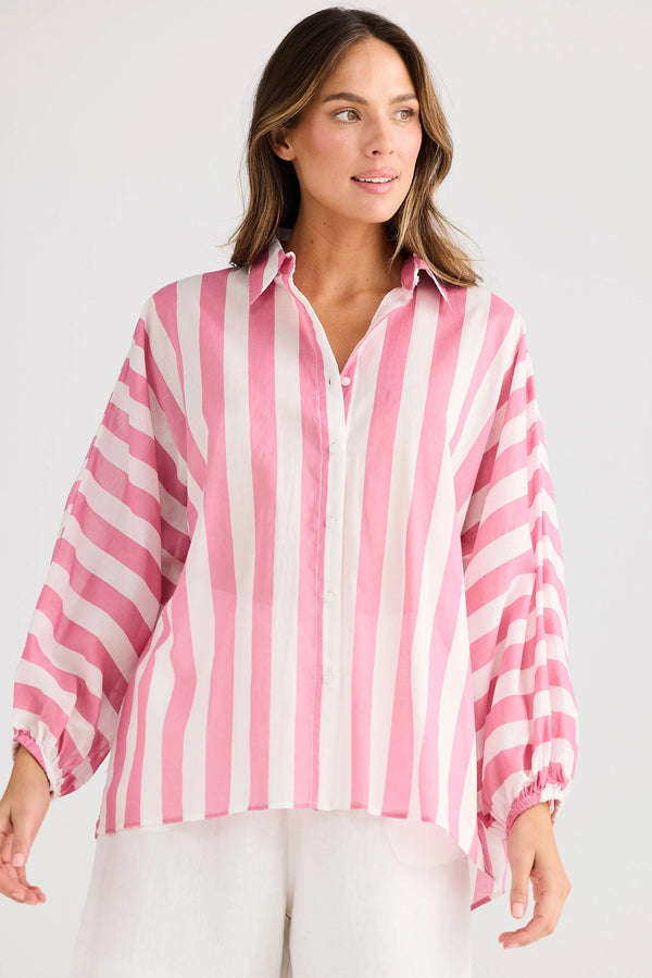 Cliffside Shirt, Pink Stripe