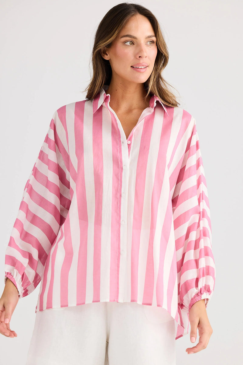 Cliffside Shirt, Pink Stripe