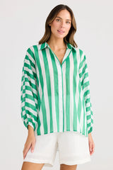 Cliffside Shirt, Green Stripe