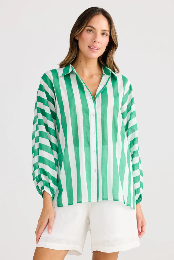 Cliffside Shirt, Green Stripe