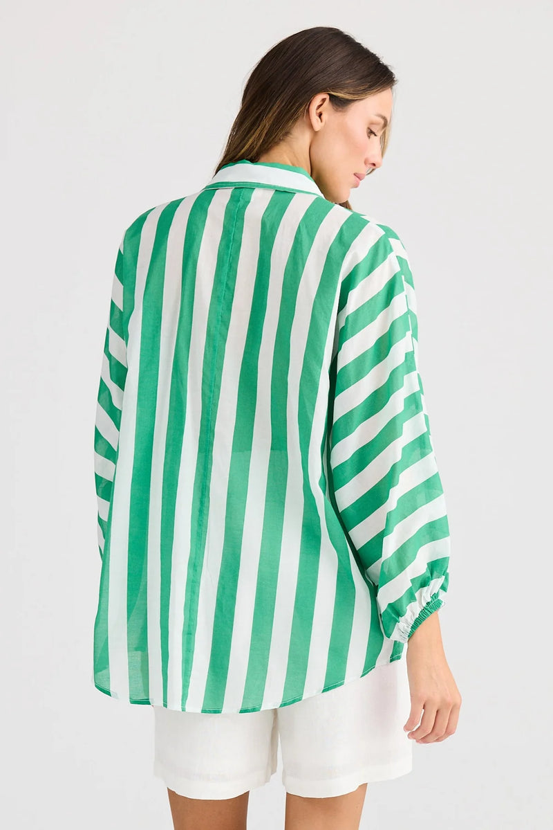 Cliffside Shirt, Green Stripe