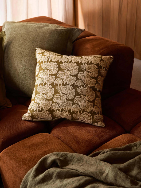 Ginkgo Khaki Cushion 50x50cm