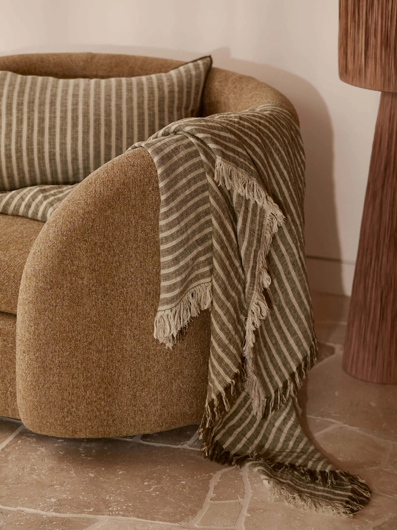L&M Ava Khaki Stripe Cushion