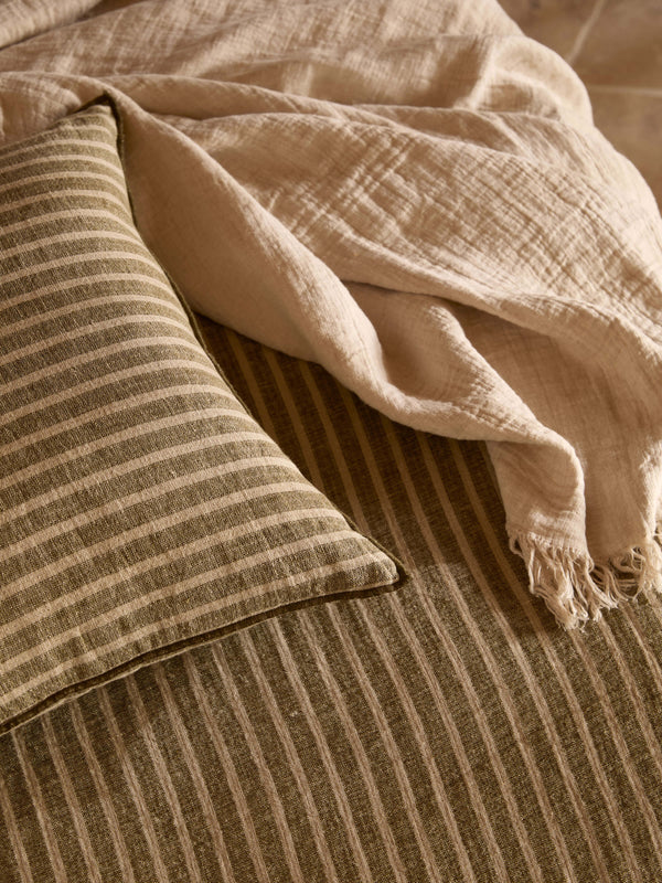 L&M Ava Khaki Stripe Cushion