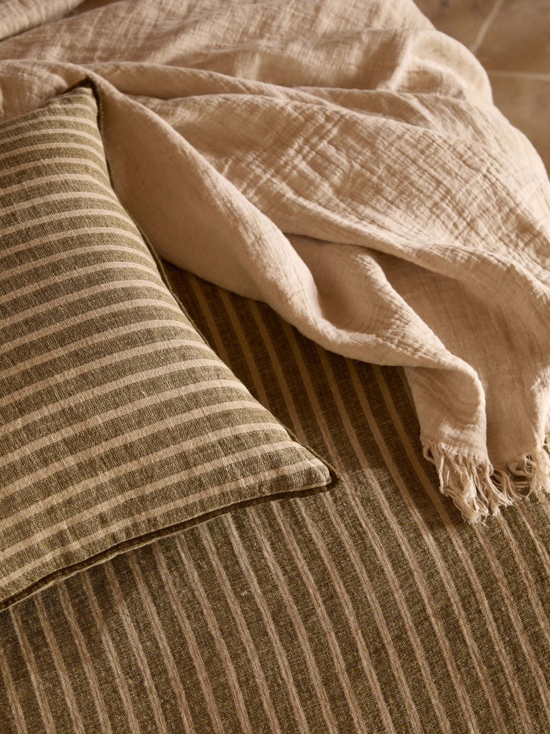 L&M Ava Khaki Stripe Cushion