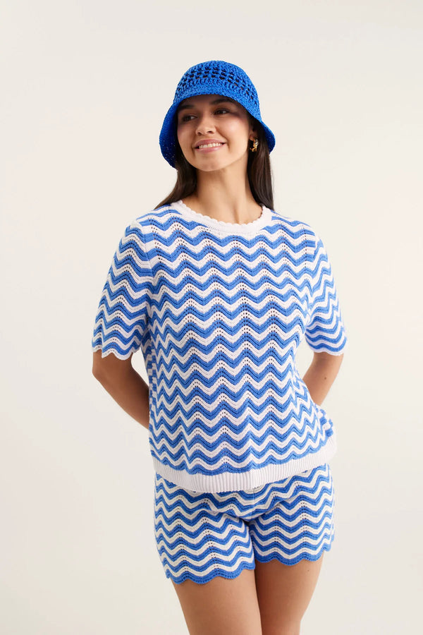 Alessandra Rae Top, Cornflower White