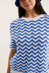 Alessandra Rae Top, Cornflower White
