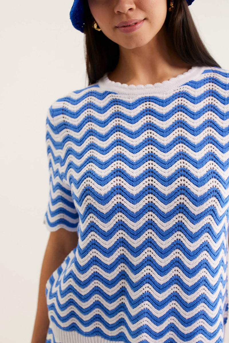 Alessandra Rae Top, Cornflower White