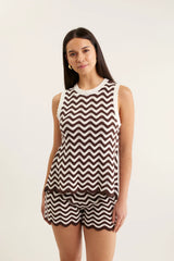Alessandra Pearle Top, Choc/Ivory