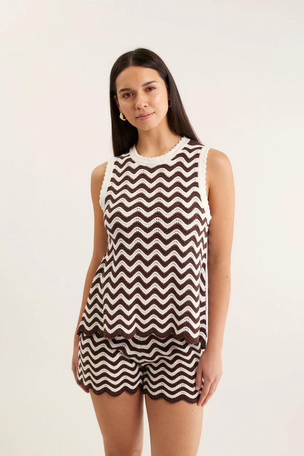 Alessandra Pearle Top, Choc/Ivory