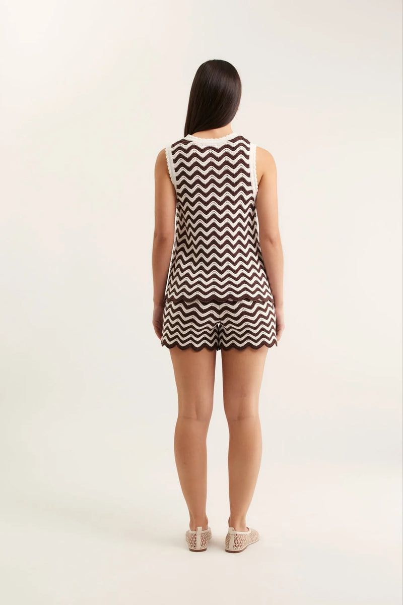 Alessandra Pearle Top, Choc/Ivory