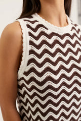 Alessandra Pearle Top, Choc/Ivory