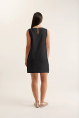 Alessandra Lola Linen Dress, Black