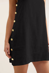 Alessandra Lola Linen Dress, Black