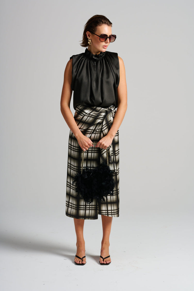 Le Check Wrap Skirt