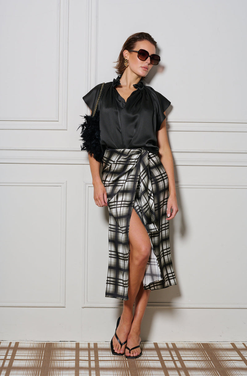 Le Check Wrap Skirt