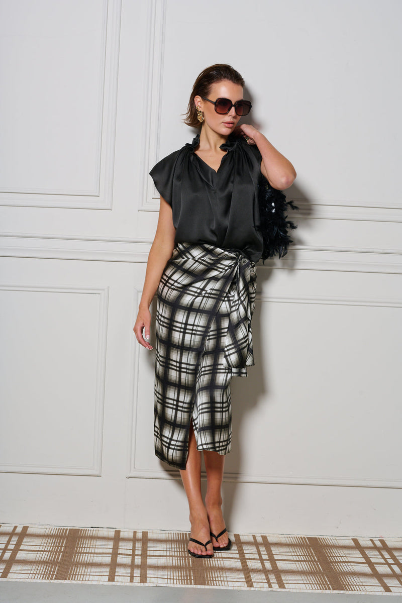 Le Check Wrap Skirt