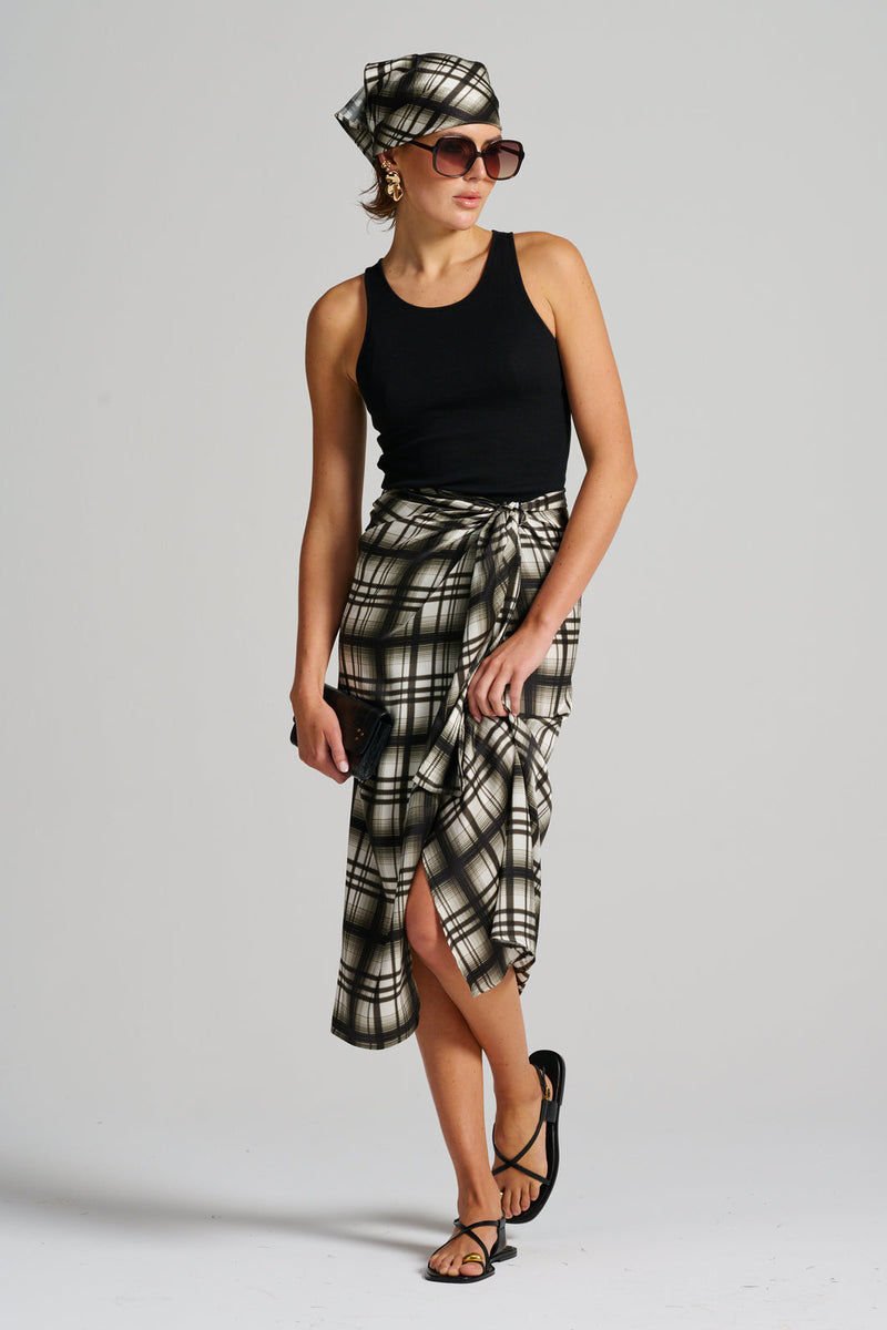 Le Check Wrap Skirt