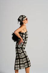 Le Check Slip Dress, Noir
