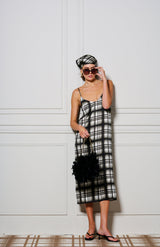 Le Check Slip Dress, Noir