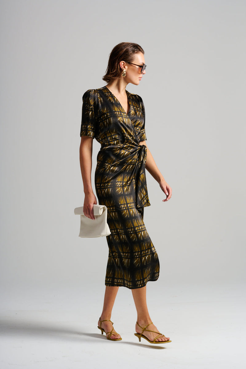 Le Cocktail Print Dress, Olive/Black