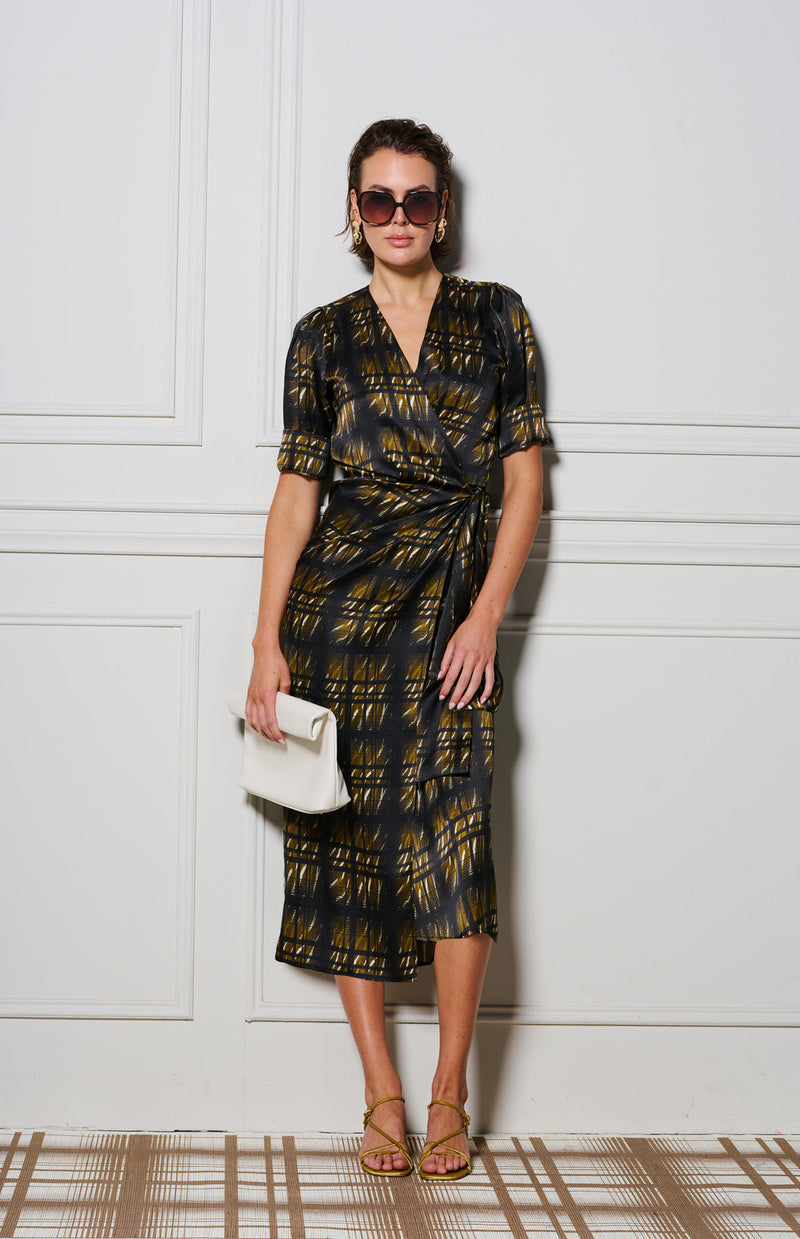 Le Cocktail Print Dress, Olive/Black