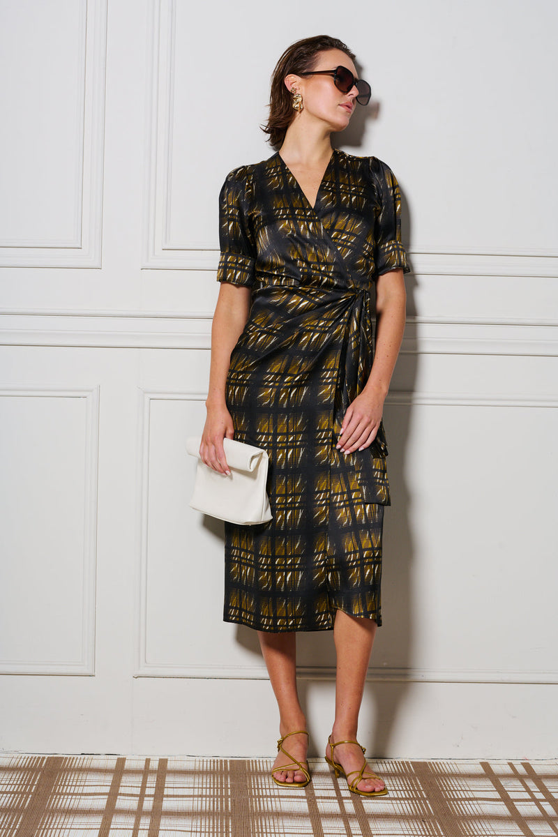 Le Cocktail Print Dress, Olive/Black