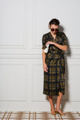 Le Cocktail Print Dress, Olive/Black